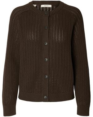 SELECTED Strickjacke Slwolga - Braun