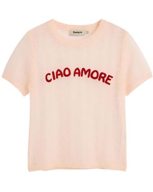 Desigual Pullover With Message - Pink