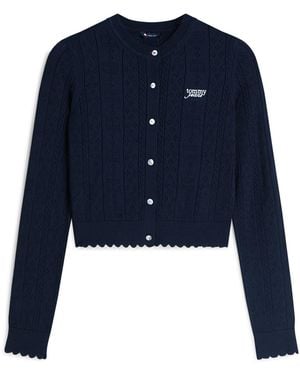 Tommy Hilfiger Strickjacke Slim Pointelle Flag - Blau