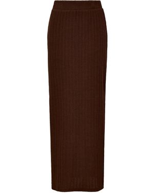 Apricot Pointelle Knit Column Maxi Skirt - Braun
