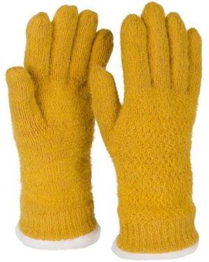styleBREAKER Fingerhandschuhe Strickhandschuhe Mit Reiskornmuster Und Fleece - Gelb