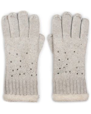 styleBREAKER Fingerhandschuhe Strickhandschuhe Mit Strass Und Fleece - Grau
