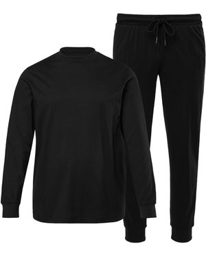 Men Plus Pyjama Lang - Schwarz