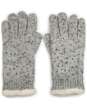 styleBREAKER Fingerhandschuhe Strickhandschuhe Mit Strass Und Fleece - Grau