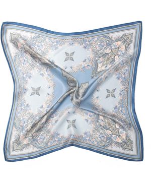 MayTree Schal Seidentuch Quadratisch Kaleidoskop 53X53 - Blau