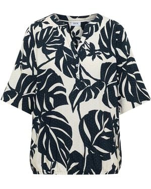 Cecil Kurzarm Bluse Mit Split Neck - Grün