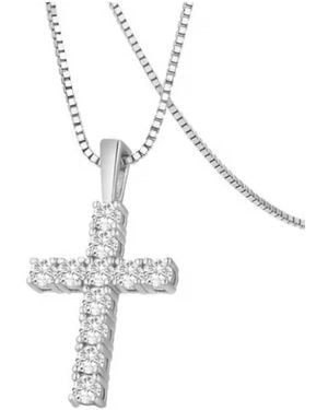 ROUGEMONT Jewellery Kette Funkelnde Moissanite Diamant Kreuz Halskette 45Cm - Weiß