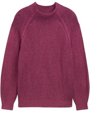 Tom Tailor Loose Fit Strickpullover Mit Gestreiftem Ripp-Muster - Lila