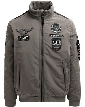 Camp David Wattierte Fliegerjacke Mit Label Patches - Grau