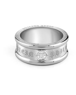 Philipp Plein Ring Gothic Tag - Weiß