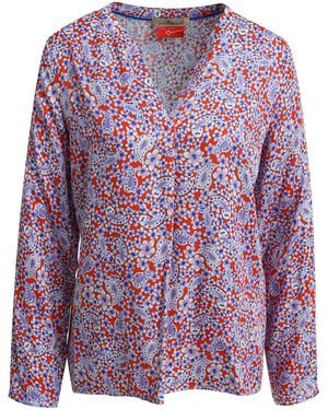 Smith & Soul Gemusterte Bluse Mit V-Cut - Lila