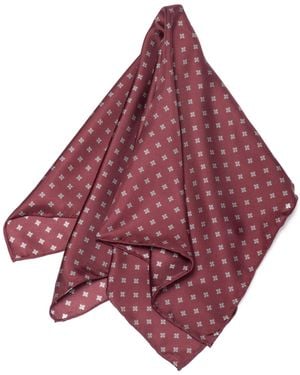 MayTree Schal Seidentuch Handrolliertes Herrenseidentuch Aus Twill-Seide, 53X53 Dezente Muster Weinrot - Lila