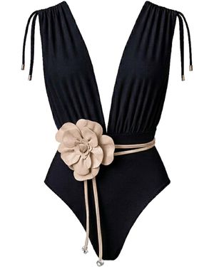SEA ME SWIM Badeanzug Cayman Floral 01 - Schwarz
