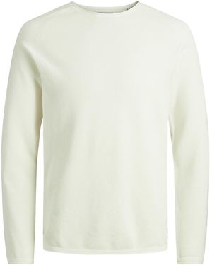 Jack & Jones Herren Sweater Pullover Mit Rundhals Ausschnitt Jjehill - Weiß