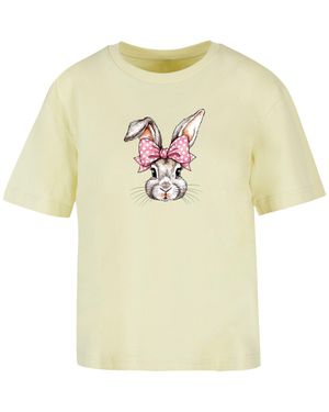 F4NT4STIC T-Shirt 'Niedlicher Hase Mit Schleife' - Weiß