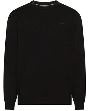 Sun 68 Pullover Crew Neck Wool And Cotton Sweater - Schwarz