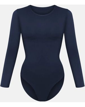 cfab Shapingbody Clean Longsleeve Crewneck Sculpting Bodysuit With Slip - Blau