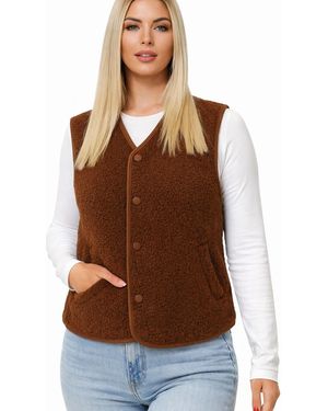 Worldclassca Weste Damen Kurze Kuschel Weste - Braun