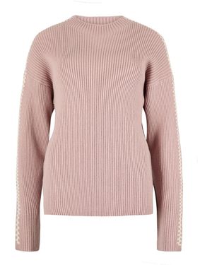 Apricot Blanket Stitch Ribbed Jumper - Pink