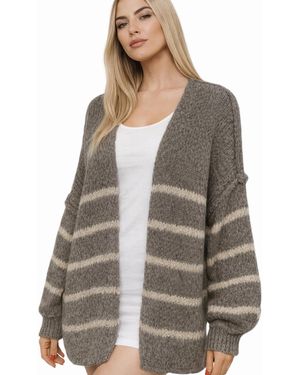 Worldclassca Strickjacke Strick Jacke Mit Streifen - Grau