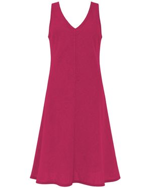 Haris Cotton Sommerkleid V Neck Linen Cami Dress - Pink