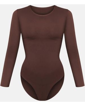cfab Shapingbody Clean Longsleeve Crewneck Sculpting Bodysuit With Slip - Braun