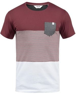 Solid Gestreiftes T-Shirt Malte Mit Brusttasche - Pink
