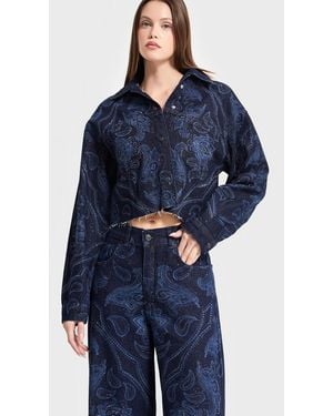 its basic Its Basic Übergangsjacke Rhinestone Printed Denim Jacket - Blau