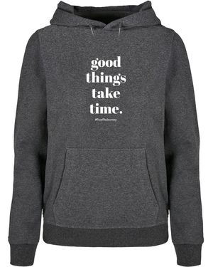 Merchcode Sweatshirt 'Good Things Take Time' - Grau