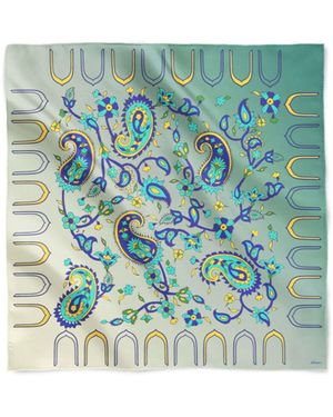 AFROZAN Trachtentuch Bote 140X140 Cashmere Wool Silk Scarf - Blau