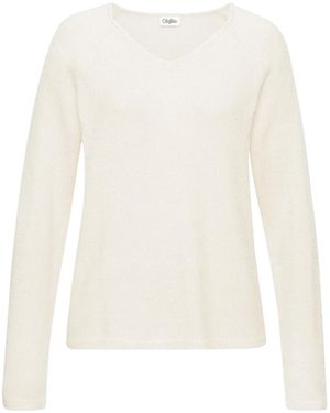Buffalo V-Ausschnitt-Pullover mit modischer Melange-Optik, weicher Strickpullover, elastisch - Weiß