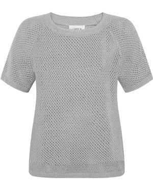 Cartoon Strickpullover Mit Rundhalsausschnitt - Grau