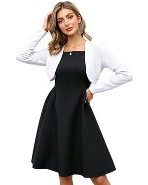KoJooin Blazer Paillettenbesetzte Damenjacke,Abend-Bolero,Langärmelig,Vorne Offen,Geschnitten,Für Formelle Kleider - Weiß