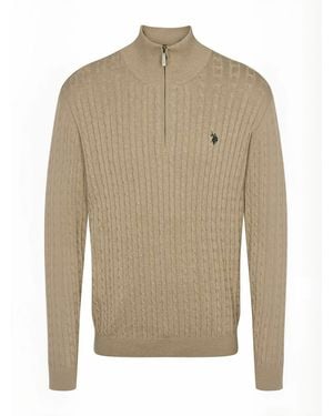 U.S. POLO ASSN. Pullover Umromeo Half-Zip - Natur