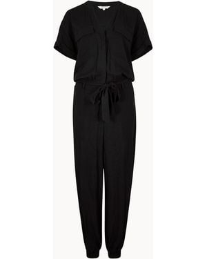 Apricot Soft Woven Utility Jumpsuit - Schwarz