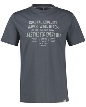 Lerros Sportliches T-Shirt Aus Baumwolle Mit Coolem Slogan-Print - Grau