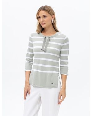 Passioni Pullover Strickpullover Mit Glitzerbändern - Grau