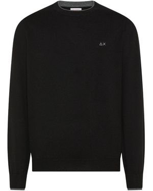 Sun 68 Pullover Crew Neck Wool And Cotton Sweater - Schwarz