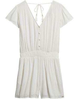 Superdry Kurzärmeliger Playsuit mit Print Wollweiß 38