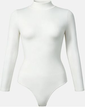 cfab Shapingbody Clean Longsleeve Turtleneck Sculpting Bodysuit With String - Weiß