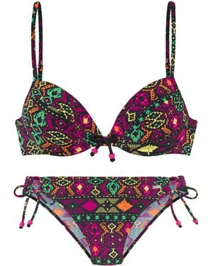 Buffalo Push-Up-Bikini farbenfroher Ethnodruck - Mehrfarbig