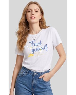 LAPA PLUS Shirt Fresh Daisy Trust Yourself Print T-Shirt - Weiß