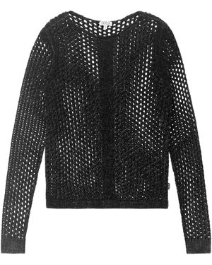 SOCCX Chenille Pullover Mit U-Bootausschnitt - Schwarz