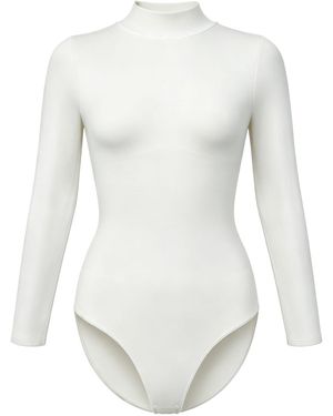 cfab Shapingbody Clean Longsleeve Turtleneck Sculpting Bodysuit With Slip - Weiß