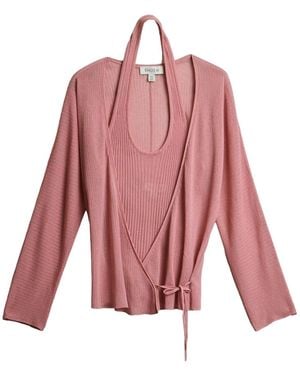 BHOEM Set: Strickjacke Und Stricktop - Pink