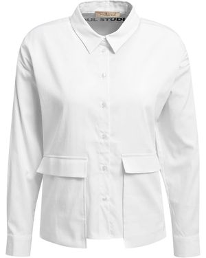 Smith & Soul Bluse Mit Überlappenden Klappentaschen - Weiß
