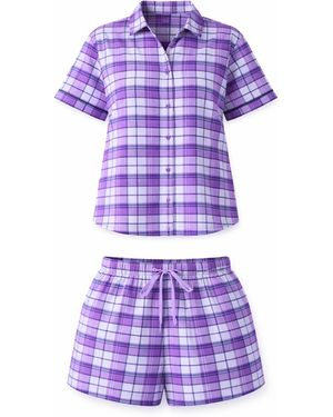 LEAFLETIC Pyjama Kurz Check Night Wear Short Set - Mehrfarbig