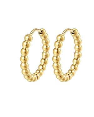 Hey Happiness Ohrringe Small Beaded Hoop - Schwarz