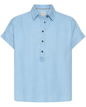 Camel Active Kurzarm Bluse Mit Knopfleiste - Blau