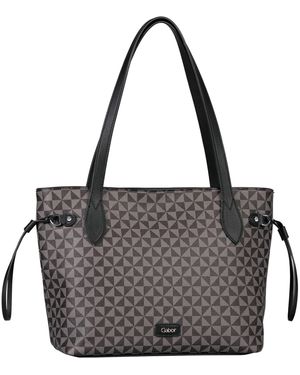 Gabor Shopper Barina, aus Lederimitat mit charakteristischem All-Over-Druck und Metall Logo - Grau